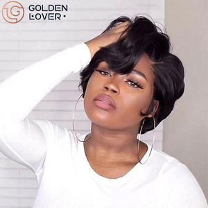 Pas cher court Pixie coupe perruque de cheveux humains droite Remy cheveux brésiliens pour les femmes noires <span class=keywords><strong>13x4x1</strong></span> T dentelle perruque 13X4 dentelle frontale naturelle - Product Image 3