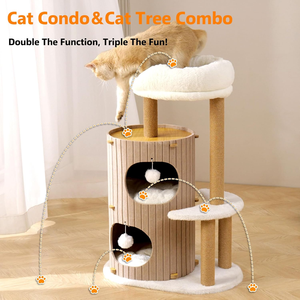 Modern <b>Cat</b> <b>Tree</b> for Indoor <b>Cats</b> Large Adult, 36in H <b>Cat</b> <b>Tree</b> Tower with <b>Scratching</b> <b>Posts</b>, Cozy <b>Cat</b> Bed Cave, Washable Cushions - Product Image 3