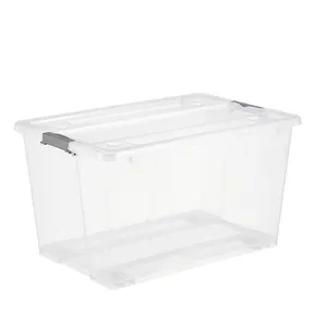Best Quality 50L Clear Plastic Storage Box With Lid And Wheels