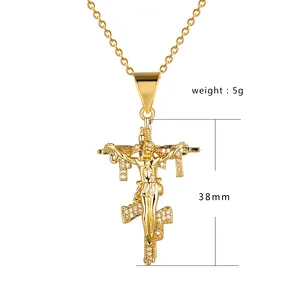 Elfic Religious Jewelry Charm Jesus Gun Cross Pendant Hip Hop Jewelry Gold Plated 18k Joyeria Oro Laminado Dijes de Jesus