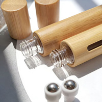 Botol Roll-on Parfum Ramah Lingkungan 5ml 10ml dari Baja, Botol Roll-on Deodoran dari Kaca Bambu, Botol Roll-on Minyak Esensial, Kemasan Botol Roll-on