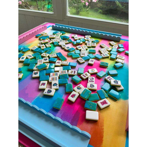 Fichas de Mahjong Acrílicas Ecológicas Estilo Americano Azul Años 90 para 4 Jugadores, Juego Familiar, Regalo, Gran Venta - Product Image 5