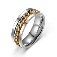 Anneaux rotatifs en acier inoxydable classique plaqués noir personnalisés pour hommes - Cadeau de mariage et d'anniversaire
