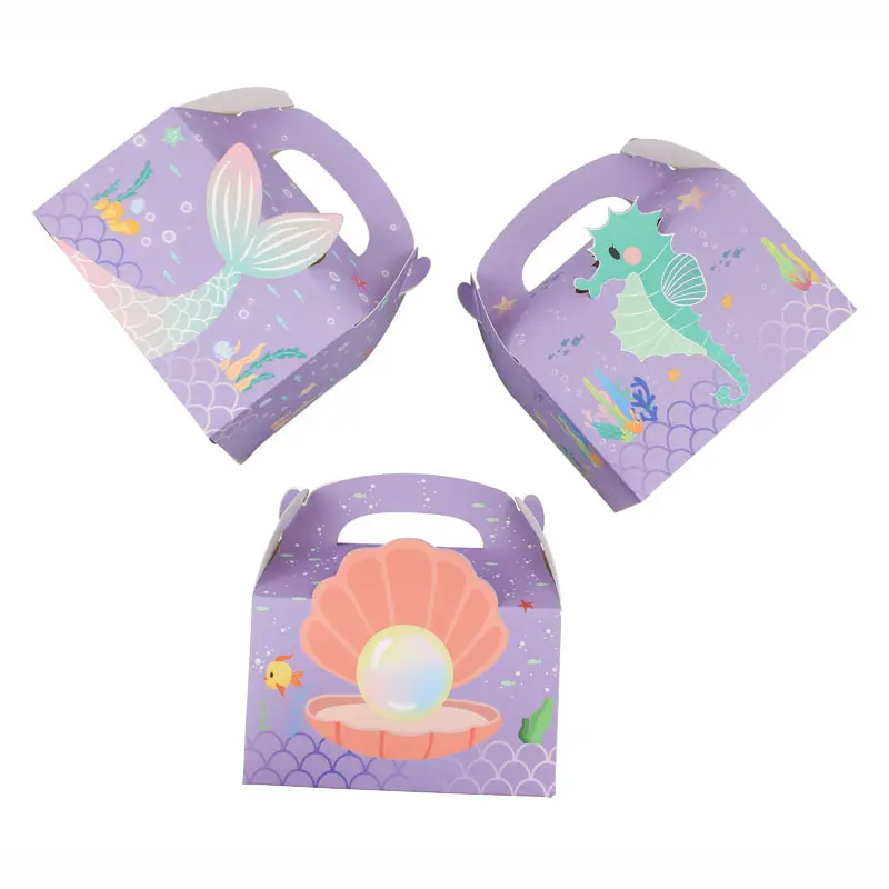 Mermaid Candy Cookie Box Embalagem Gift Box Kids Little Mermaid Underwater World Theme Birthday Party Decoration Supplies