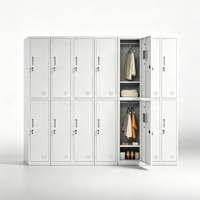 Meubles commerciaux, casier en acier à une rangée et 2 portes, armoire de rangement en métal, design gris clair pour salle du personnel, salle de sport, hôpital, usine