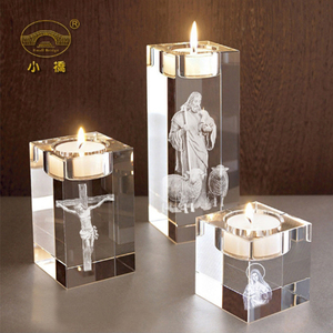 Hot Sale 80mm Tealight Holder Centerpieces First Holy Decorations Gifts Catholic Religious Wedding Crystal Candle Holder