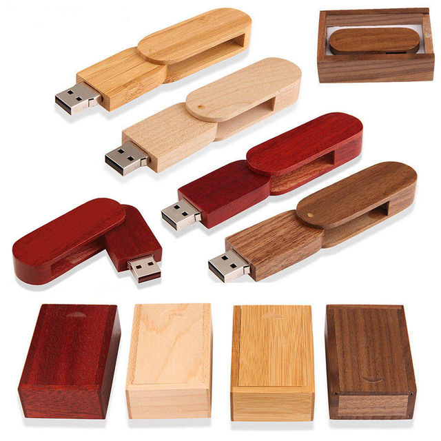 Custom Logo 4GB-64GB Wooden USB 2.0/3.0 Flash Drive with Packing Box-New in Stock 3-Year Warranty
