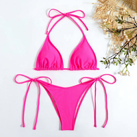 Baju Renang Wanita 3D Custom Print Seksi Model Segitiga, Baju Renang V-Neck, Bikini Brasil, Pakaian Pantai Dua Potong