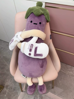 Coussin chauffant en peluche amusant en forme d'aubergine, soulagement de l'anxiété, coussin chauffant pour le ventre à 3 niveaux de chaleur pour soulager les crampes menstruelles et favoriser le sommeil