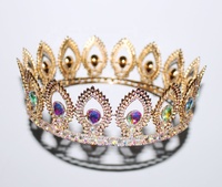Diamant AB personnalisé gratuit Gagnant rond complet Pageant Diadème or cristal reine couronnes rondes complètes