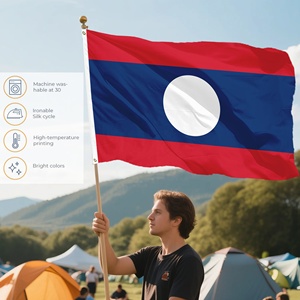 Factory Custom Outdoor Single Double Sided Flag 90x150cm Laos National Flag Laotian Lao White Moon Blue Red 100D Polyester Flag - Product Image 4