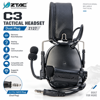 Casque de communication tactique ZTAC C3 à double prise, protection auditive électronique, réduction du bruit, casque Z127