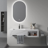 Lavabo mural moderne en céramique avec miroir inclus, facile à nettoyer, pour toilettes publiques, appartements, hôtels et villas