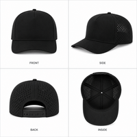 Casquette de baseball perforée unie, respirante, découpée au laser, 5 panneaux, visière incurvée réglable, logo personnalisé, unisexe, vente en gros, OEM, faible MOQ