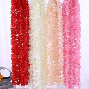 พวงดอกวิสทีเรียผ้าไหมเทียม 48 นิ้ว ดอกเรียงเป็นระเบียง สมจริง ทำด้วยมือ สำหรับตกแต่งซุ้มงานแต่งงานและเพดาน - Product Image 2