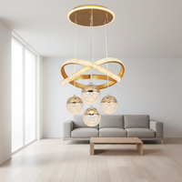 Lustres LED en cristal acrylique, aluminium et fer doré, réglables en hauteur, style minimaliste nordique de luxe pour chambre à coucher