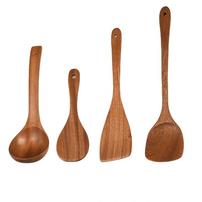 XYEC New Non-stick Kitchen Tools Gadgets Kitchen Utensils Set Silicone Wood Color Large Spoon Soup Spoon Kitchen Accessories
