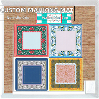 Tapis de Mahjong Personnalisé Antidérapant en Caoutchouc avec Sac de Transport à Cordon, Motif Floral Éléphant pour Jeu à Domicile