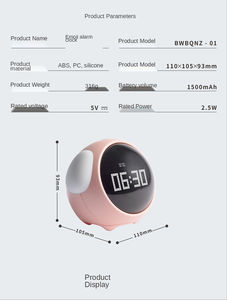 Relógio Despertador Digital Inteligente Multifuncional com Logo Personalizado, Luz Noturna e Carregamento, Relógio Despertador Fofo para Crianças - Product Image 3