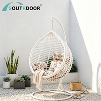 Fauteuil suspendu moderne en rotin pour une personne, en forme d'œuf, avec structure en aluminium, imperméable, pour extérieur, chambre, jardin, parc, école
