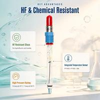 Capteur de pH haute pression ACpH4262, électrode de pH résistante aux HF pour la texturation photovoltaïque, électrode de pH pour acide fluorhydrique VP PT1000