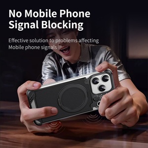 Business PU Leather Back Panel Magnetic Case for <b>iPhone</b> 17 15 16 Pro Max With 360 Ring Stand Frameless Aluminum Shockproof Cover - Product Image 4