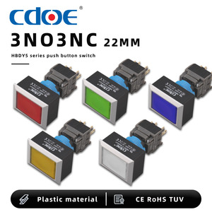 22mm 2NA/2NC interruptor plástico, momentáneo, rectangular, verde iluminado, contacto NC, <span class=keywords><strong>pulsador</strong></span> - Product Image 1