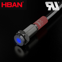 UL IP67 Voyant LED industriel, 6mm tête plate ronde, RVB, 12V, métal avec fils