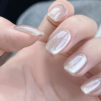 Faux ongles à presser en amande, style français, populaires, en plastique, couleur unie, brillants, style européen, pour manucure