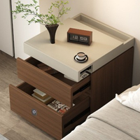 Table de chevet moderne minimaliste en bois avec tiroirs cachés, meuble de chambre écologique et durable