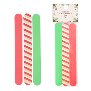 Custom 3Pcs Christmas Colors Professional Nail Care Tools Kit Nail Files Set Double Sided Emery Boards for Nails