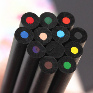 Logo personnalisé best-seller Ensemble de 12 crayons de couleur en bois <span class=keywords><strong>noir</strong></span> pour enfants Crayons de couleur - Product Image 5