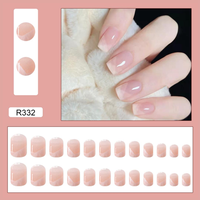 Lot de 24 faux ongles en acrylique PMMA, couvrance totale avec colle, design carré, à presser, en boîte, marque privée