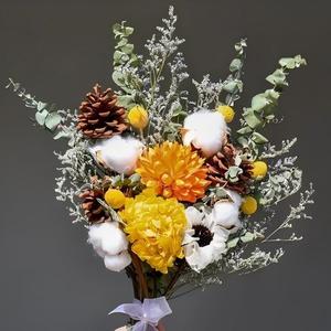 Ramo de Flores Secas Reales <span class=keywords><strong>con</strong></span> Algodón, <span class=keywords><strong>Eucalipto</strong></span>, Margaritas y Piñas para Decoración de Jarrones en Sala de Estar, Dormitorio y Hogar - Product Image 2