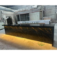 2025 nouveau Design Top qualité Surface solide marbre pierre noir maison comptoir de Bar grande taille grand noir maison Bar Design