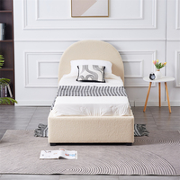 Tête de lit en forme d'arc semi-circulaire douce et élégante pour enfants plate-forme de lit simple boucle crème rembourrage lit de rangement queen king size
