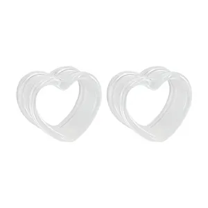 El más nuevo acrílico en forma de corazón hueco doble acampanado Túnel de oreja expansor de oreja transparente Piercing de calibre de oreja 4mm-25mm al por mayor