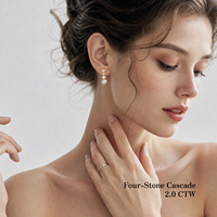Anting-anting gantung model chandelier berlian moissanite VVS buatan laboratorium, bersertifikat GRA, berlapis emas, perak S925, untuk wanita.