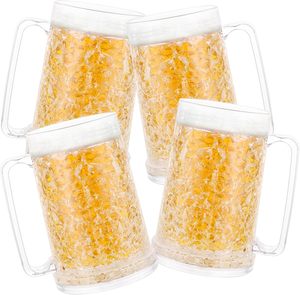 Vasos de cerveza de doble pared 500 ml Taza de cerveza congelada Vasos de cerveza con asa Vasos de plástico para beber - Product Image 1