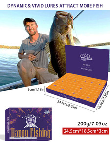 12 aveugles boîte leurres pêche ensemble, cadeau de vacances, Mino crayon bionique appât boîte-cadeau - Product Image 5