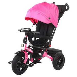 Bambini triciclo con freno a pedale pneumatico/prodotto caldo triciclo per bambini sedile posteriore/telaio in acciaio triciclo bambino grandi ruote
