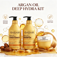 Shampooing, après-shampoing et masque capillaire hydratant en profondeur à l'huile d'argan, ensemble de 3 pièces, anti-frisottis pour cheveux secs et abîmés, étiquette privée OEM
