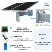Système solaire extérieur 80W avec batterie LiFePO4 384Wh, MPPT 11-14.8V DC, IP65, monocristallin, pour applications isolées