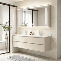 Armoire de toilette de luxe moderne pour hôtel, vente en gros d'usine, avec comptoir en dalle de pierre anti-rayures, OEM ODM