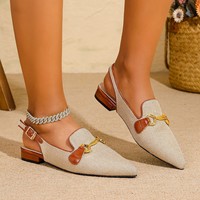 Sandales confortables en coton et lin style européen et américain, avec boucle métallique, modèle 2026, best-seller transfrontalier