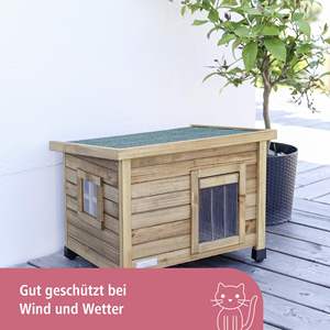 Abri pour <span class=keywords><strong>animaux</strong></span> de compagnie en gros, maison pour chat d'extérieur avec toit en bitume et pieds réglables pour une utilisation dans le jardin ou sur le porche - Product Image 2