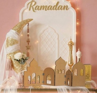Table de présentation en bois moderne et écologique pour mosquée, design en forme de lune, pour ornements spirituels du Ramadan, service OEM
