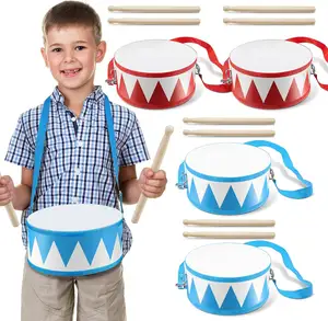 Set Drum untuk anak-anak, mainan balita usia 1-12 Drum kayu, mainan instrumen musik pendidikan untuk hadiah anak laki-laki dan perempuan