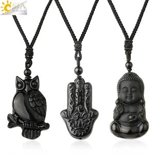 CSJA-<span class=keywords><strong>collier</strong></span> en <span class=keywords><strong>obsidienne</strong></span> noir tendance, quartz naturel <span class=keywords><strong>bouddha</strong></span>, hibou, tête de loup, dragon, bijoux pour hommes, amulette porte-bonheur, G644 - Product Image 1