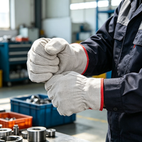 Vente directe d'usine, gants de travail en toile antidérapants à double couche de calibre 24, résistants à la chaleur, avec poignets renforcés, épaisseur 12 oz, sans latex